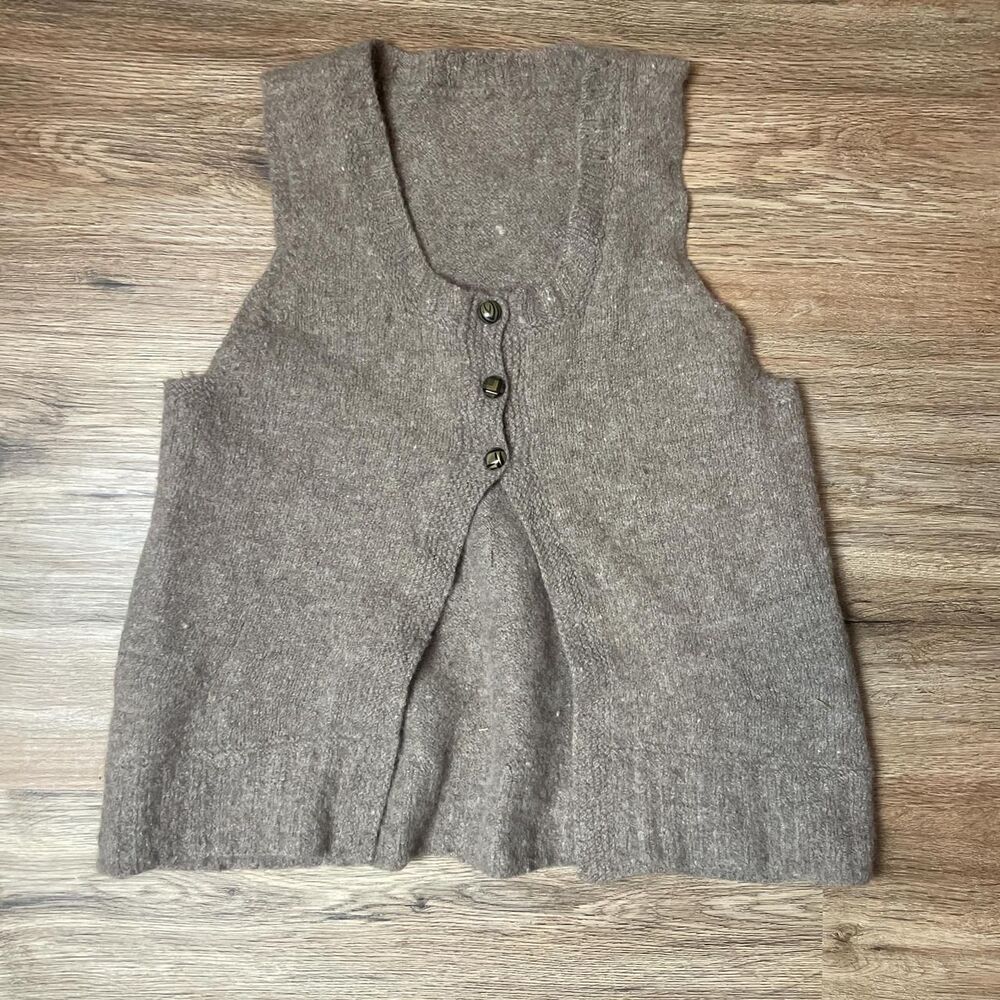 vintage gray beige super soft top button cardigan with funky buttons size M/L